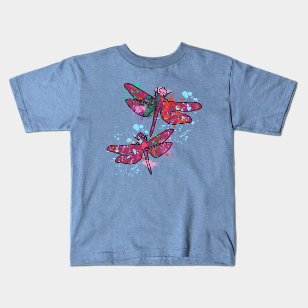 Dragonflies Watercolor Kids T-Shirt by Scarebaby